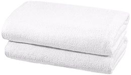 Amazon Basics Quick Dry, 2 Bath Towel Set, White, Pack of 2, 70 x 140 cm