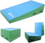 Modern-Depo Gymnastics Wedge Mats 48" X 24" X 14", Folding Incline Cheese Wedge Mat with EPE Foam Waterproof Vinyl Cover for Exercise, Home Gym, Tumbling, Yoga, Pilates, Blue Green