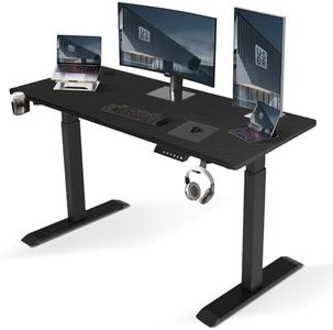 USOR Electric Standing Desk Adjustable Height 160cm x 60cm Computer Desk Sit Stand Ergonomic Home Office Desk Whole-Piece Desktop with Carbon Fibre Surface (Black Frame + Black Desktop)