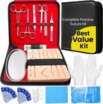 Upgraded Suture Practice Kit 25 Pcs Medical Training for Students and Professionals Realistic Silicone Pad Reinforced Anti-Rip Design Complete Suturing Tools Set