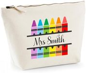 Personalised Teacher Gifts for Women, Crayon Pencil Case, Custom Teacher Stationery Bag, End of Term Gift, Thank You Present, Nursery Teaching Assistant Accessory Bag