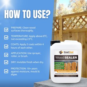 SmartSeal Wood Sealer 5L – Clear Exterior Waterproof Sealant for Fences, Decking, Sheds