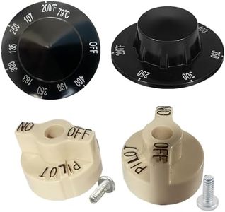 MCAMPAS 2 Pack Control Valve Beige Pilot Dial Knob and 200-400°F Thermostat Knob for Fryers, Range, Braising