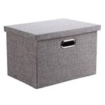 Wintao Storage Boxes with Lids, Collapsible Fabric Storage Baskets for Shelves, Home and Office, Grey, Small, 33 x 22 x 18 cm, 1 Pack