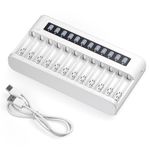 EBL Rechargeable Battery Charger 12 Slots LCD Charger for Ni-MH Ni-CD AA AAA Rechargeable Batteries with Discharge Function