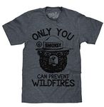 Tee Luv Smokey Bear T-Shirt - Only You Can Prevent Wildfires Graphic Tee (Indigo-Black Heather) (M)