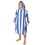 Dreamscene Striped Poncho Towel Adult Hooded Oversized Bath Beach Absorbent Microfiber Quick Dry Mens Surf Changing Robe, Navy Blue