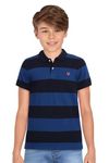 Allen Solly Junior Boy's Striped Regular Fit Polo Shirt (ABTS31901824_Blue & Navy_2-3 Years)