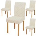 Styleys Elastic Chair Cover Stretch Removable Washable Short Jacquard Dining Chair Cover Protector Seat Slipcover (Pack of 4, Parmeson, JCMC32)