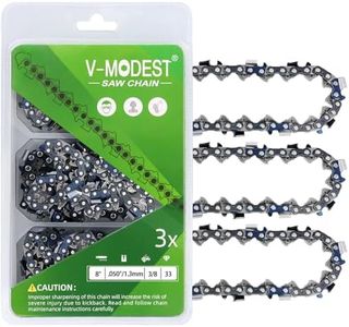 V-MODEST 3PCS 8 Inch Chainsaw Chains (3/8" LP Pitch .050" Gauge 33 Drive Links), For 8" Pole Saw Chains Fit SUN JOE SWJ800E SWJ802E,WEN 4019,Earthwise,Echo,Craftsman,Greenworks,Poulan, Sears, Kobalt