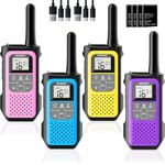 Walkie Talkies for Adults Kids, NXGKET Long Range Walkie Talkie Rechargeable 2 Way Radios 16 Channels with 1200mAh Li-ion Battery, USB-C Cable, VOX for Boys Girls Toys Outdoor Camping Hiking 4 Pack