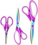 Color Titanium Scissors, Titanium Coated Sewing Scissors Set, Ultra Sharp Blade Comfort Grip Handle Stainless Steel Pinking Shears Multifunction Sewing Art Craft Cutting Tool Supplies for Home Office