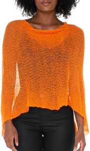 SHU-SHI Women’s Sheer Knit Poncho Shrug Lightweight Summer Bolero Cover Up Pullover Sweater One Size Fits Most