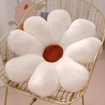 AVSHUB Plushy Sunflower Shaped Throw Pillows Cute Preppy Decorative Pillows Floor Cushion for Girls Bedroom Bed Room Couch Sofa Chair Aesthetic Decor (35CM, White)