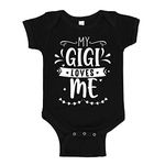 My Gigi Loves Me Baby Bodysuit or Toddler T-Shirt Cute Grandma Clothing Gift, Black, NB (0-3 mo)