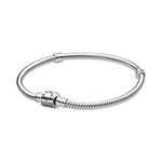 Pandora Moments Women's Sterling Silver Barrel Clasp Chain Bracelet for Charms, Size 20, No Box