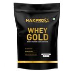 NAKPRO Gold Whey Protein Concentrate 80%, 500g Unflavoured | 28g Protein, 6.2g BCAA | Trustified Certified 100% Authentic Supplement Powder & No Adulteration | Fast Absorbing Whey Protein Powder