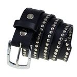 Milwaukee Leather MP7104 Men's Studded Black Genuine Leather Belt for Biker with Buckle - 1.5 inches Wide - Large