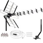 Five Star Outdoor HDTV Antenna up to 200 Mile Long Range, Attic or Roof Mount TV Antenna, Long Range Digital OTA Antenna for 4K 1080P VHF UHF Supports 4 TVs Installation Kit & J Mount
