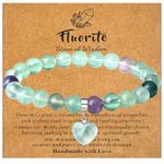 XIANNVXI Fluorite Bracelet for Women 8 mm Rainbow Beaded Bracelets Crystal Heart Bracelet Jewelry Gifts for Mothers Day Birthday Valentines Day Anniversary