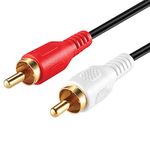 Cmple - 2 RCA to 2 RCA Cables 50ft, Male to Male RCA Cable Stereo Audio Speaker Cable RCA Red and White Cables Double RCA Subwoofer Cable for Car Stereo, Home Theater, Audio Mixer, Amplifier - Black