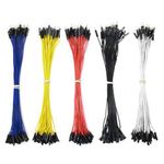 BGTXINGI 150PCS 5 Colors 1Pin 2.54mm Female to Male Breadboard Jumper Wire PVC Soldering Brushless Motor Double-end Tinning Connector Cable(PCB Jump Circuit Board Cable Wire Set) 200mm