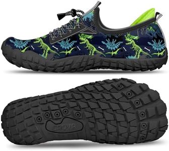 CROVA Built-in Heel Grips Water Shoes for Kids Girls Boys Hiking Shoes Wide Barefoot Swim Beach Pools Aqua Socks Slip-On Quick Dry Lightweight for Big Little Kids Toddler