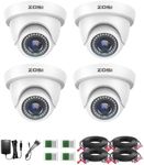 ZOSI 4 Pack 1080p HD-TVI Home Security Camera Outdoor Indoor 1920TVL, 80ft Night Vision, 90°View Angle, Weatherproof Outside Surveillance CCTV Dome Camera(White)