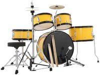 5 Piece Kids Drum Set, Junior Drum Kit with Bass Drum, Tom, Snare Drums, Hi-Hat, Cymbal and Drums Pedal, Full 16in Youth Drum Set with Drumsticks and Stool for Boys and Girls, Yellow