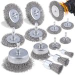 JIZZU Wire Brush for Drill 13Pcs, 1/4 Inch Wire Wheel Brush Cup Set, Wire Wheel for Drill Steel Wire, Drill Wire Brush for Drill Arbor for Cleaning Rust, Stripping and Drill Attachment