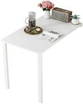 HZLCMPY Wall Mounted Folding Table, Fold-up Dining Table Wood Drop-Leaf Desk with Support Legs, L29 x W17.7 x H29.5, Kitchen Laundry Room Restaurant Office Wall Table (White)