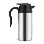 Depisuta TravelFriendly 12V Stainless Steel Car Heating Kettle, Portable Electric Bottle for Hot Drinks, 750ml Capacity