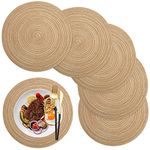 maifey Placemats Round Placemats set of 6,14.17 Inch,Table Mats Washable Easy Clean Heat-Resistant Non-Slip for Kitchen Dining Table,coffee color