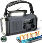 10000mAh Emergency Radio with NOAA Weather Alert,Portable Solar Hand Crank AM FM Radio for Survival,SOS Alarm and LED Flashlight & Reading Light for Outdoor Camping Hurricane Storm-Grey