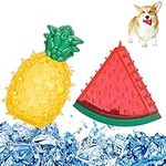 Pawaboo Pet Teether Cooling Chew Toys, Freezable Teething Toy for Puppies, Watermelon and Pineapple Shape Freeze Interactive Toys in Summer, Frozen Dog Treat Training Tools for Small and Medium Dogs