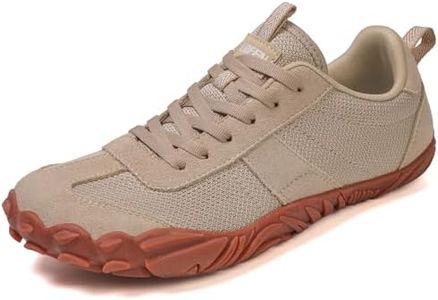 UBFEN Sneakers Barefoot Shoes for Womens Mens Minimalist Trail Running Hiking Comfortable Walking Light Brown Size 16 Women/14 Men