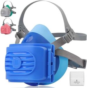 BEESAFETY Reusable Half Face Respirator Mask with 6 Filters for Dust,Painting, Sanding,Welding,Chemical Fumes,Gas, Asbestos,Grinding (Blue)