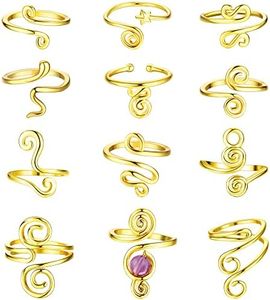 HAIAISO 12PCS Adjustable Toe Rings for Women Gold Silver Open African Toe Rings Summer Beach Foot Jewelry Set