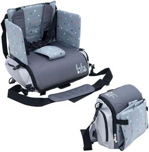 Olmitos - Trona Portatil Bebé 3 en 1: Asiento, mochila y bandolera -Universal, Correas Ajustables - Montaje Rápido - Bolsillos Prácticos - Compacto para Viajes - Universal (Stars)
