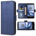 Phone Case for Moto Z Force Folio Flip Wallet Case,PU Leather Credit Card Holder Slots Full Body Protection Kickstand Hard Hybrid Protective Phone Cover for Motorola MotoZForce MotoZ Dark Blue