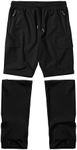 Boys Hiking Cargo Pants Kids Convertible Lightweight Quick Dry Girls Outdoor Waterproof Zip Off School Trousers Black XXS