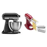 KitchenAid Classic Series 4.5-Quart Tilt-Head Stand Mixer, Onyx Black, K45SSOB & 3-Piece Pasta Roller & Cutter Set, KSMPRA