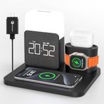 3 in 1 Charging Station for iPhone, Alarm Clock, Night Light, Wireless Charger for iPhone 15 14 13 12 11 X Pro Max & Apple Watch - Charging Stand Dock for AirPods