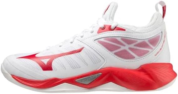 Mizuno Women's Wave Dimension Volleyball Shoe, White-Red, 8
