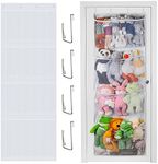 Nirvaer Stuffed Animal Storage, Plus Size Over The Door Organizer Storage for Storage Plush Toys, Baby Accessories and Other, Door Organizer Hanging Toy Storage Pocket for Nursery Bedroom (White)