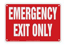 Accuform Signs MEXT586VP Plastic Safety Sign, Legend "Emergency EXIT ONLY", 7" Length x 10" Width x 0.055" Thickness, White on Red