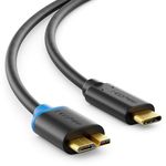 deleyCON 3.0m (9.84 ft.) USB 3.0 Cable - Connector Type 3.1 - USB C to Micro USB - 5 Gbps Charge Cable Data Cable for e.g. Smartphone Tablet Notebook Charger - Black