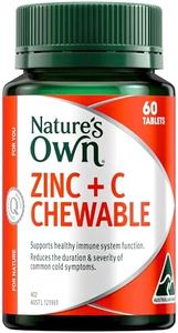 Nature's Own Zinc + Vitamin C Chewable Tablets 60 - Reduces Severity & Duration of Common Cold Symptoms - Supports Healthy Immune System Function, Skin Health, Collagen Formation & Wound Healing