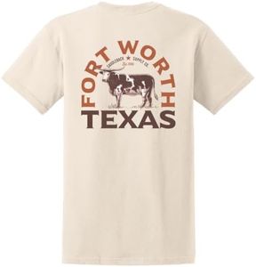 Saddleback Supply Men's Short Sleeve Heavy T-Shirt Collection, Natural / Texas Longhorn Logo, Large