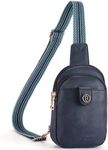 BOSTANTEN Small Sling Bag Crossbody Bags for Women Trendy Crossbody Purse Leather Chest Bag, Blue